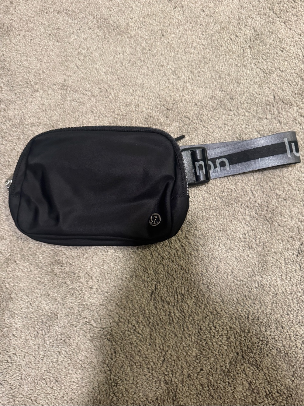 lululemon athletica Black Compact Belt/Crossbody Bag with Gray Strap